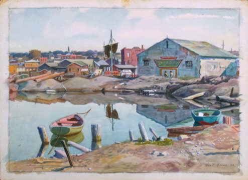 Olson - Watercolor - Boatyard